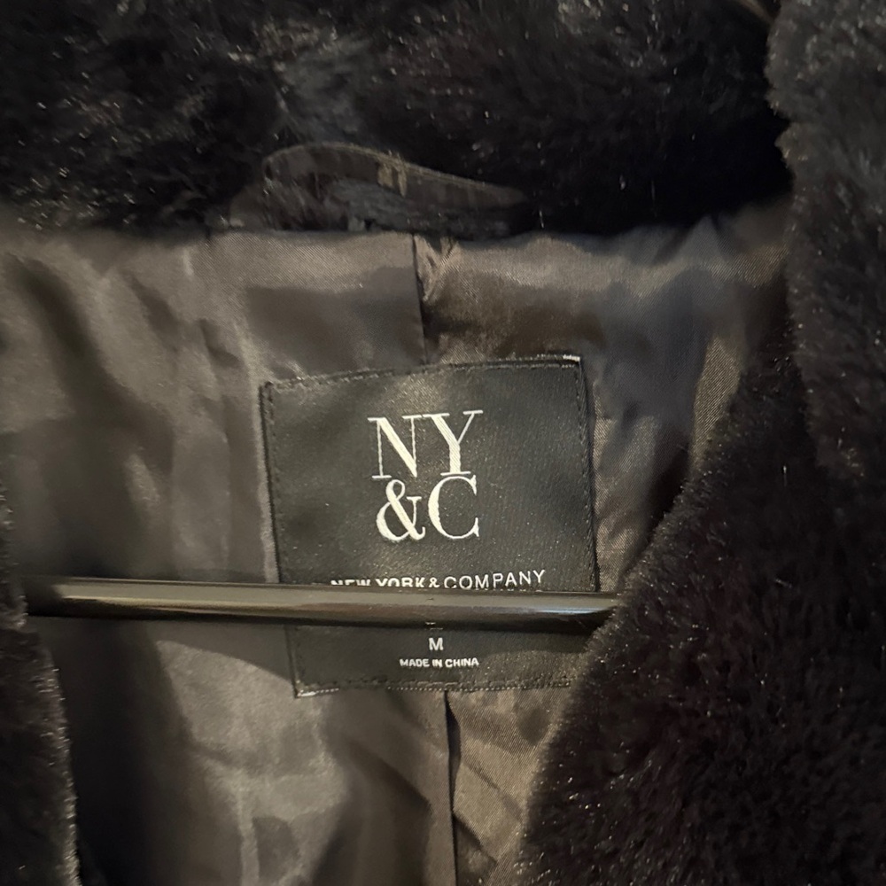 New York & Company Women's Black faux fur with rhinestones Jacket